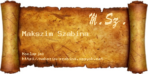 Makszim Szabina névjegykártya